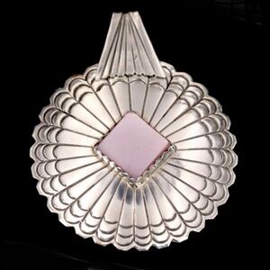 Signed, Navajo Large Vintage Pink Conch Sterling Silver Pendant